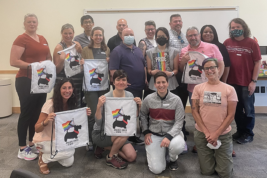 LGBTQIA+ employee resource group members during Pride event