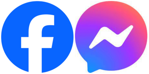 facebook and messenger logos, stacked horizontally