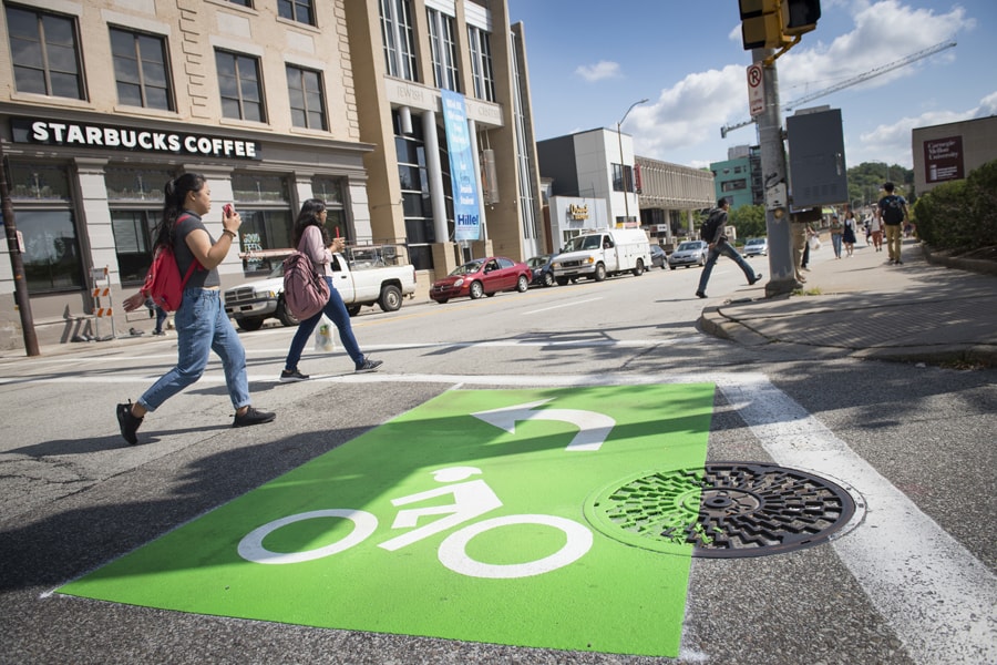 Forbes Avenue bike markings