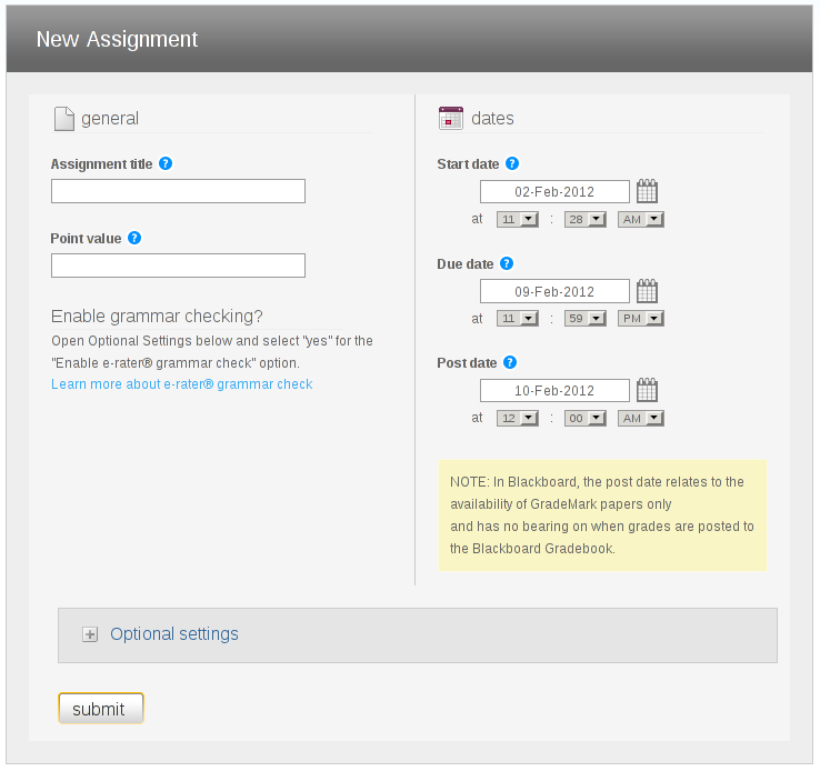 Turnitin Assignment Metadata Screenshot