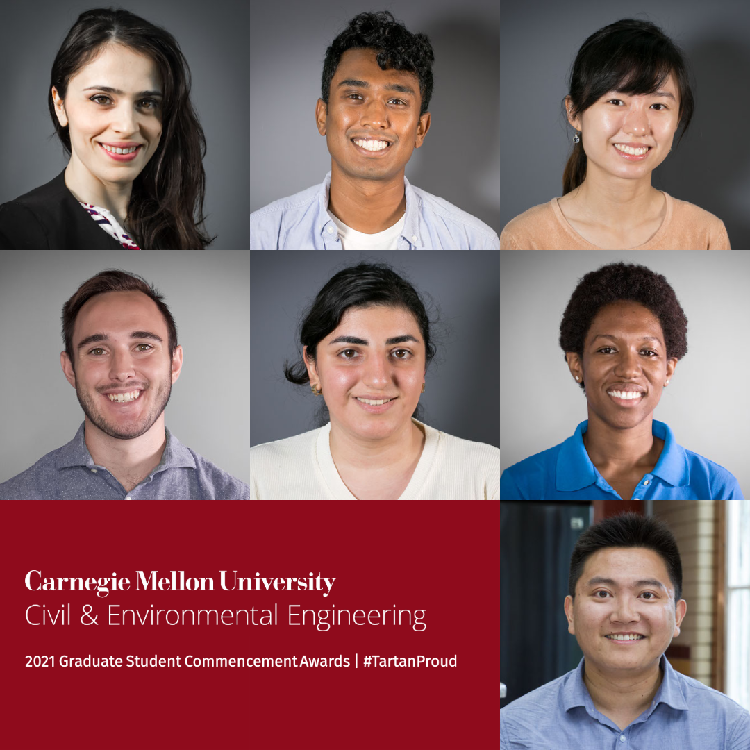 Collage of graduate students who won commencement awards
