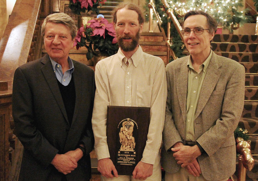 Neil Donahue with Kris Matyjaszewski and Pittsburgh ACS official receiving the award