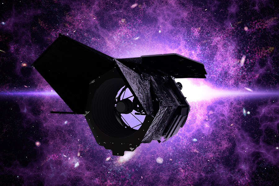 High-resolution illustration of the Roman spacecraft against a starry background