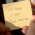The infamous break-up Post-it note Carrie Bradshaw received in Sex in the City.