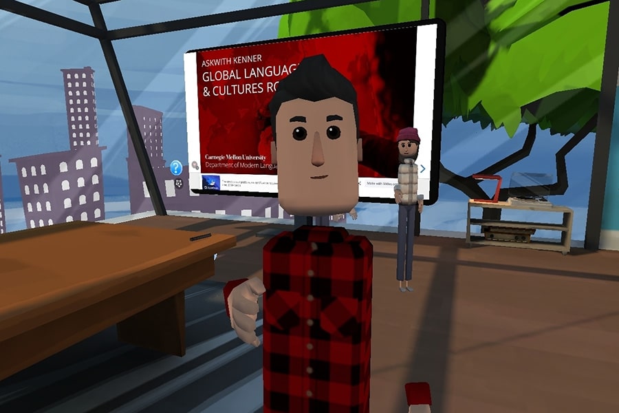 A screen capture from a VR course