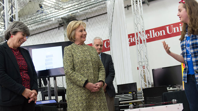 Hillary Clinton at Carnegie Mellon University during a campaign stop.