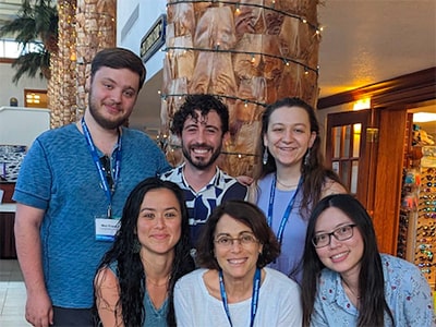 Behrmann Lab in St. Pete's Beach, FL, where they presented posters and talks at the Vision Sciences Society meeting. Max Kramer, Vlad Ayzenberg, Maria Chroneos, Sophie Robert, Marlene Behrmann, and Shouyu Ling