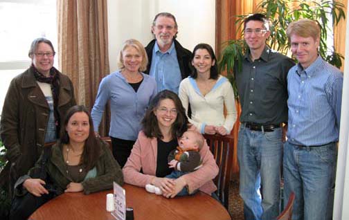 Spring 2009 Group Picture: (back row L-R) Cressida Magaro, Audrey Russo, David Klahr, Jamie Jirout, Bryan Matlen, Kevin Willows (front row L-R) Stephanie Siler, Mari Cary with baby Vaughn Loren Cary.