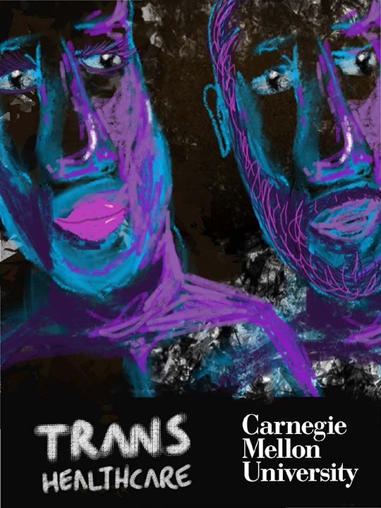 image of two faces that are on the cover the Trans Zine