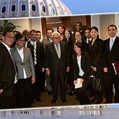 Henry Kissinger with Students