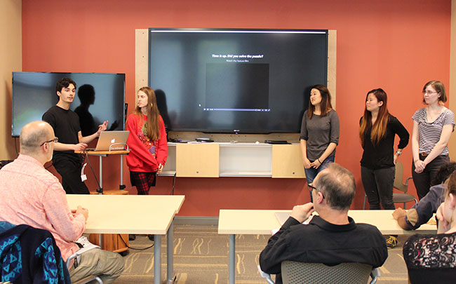 CMU students in the course, media narrative, present their final project
