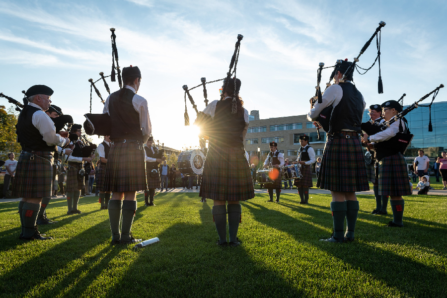 Ceilidh band playing in the sunshine