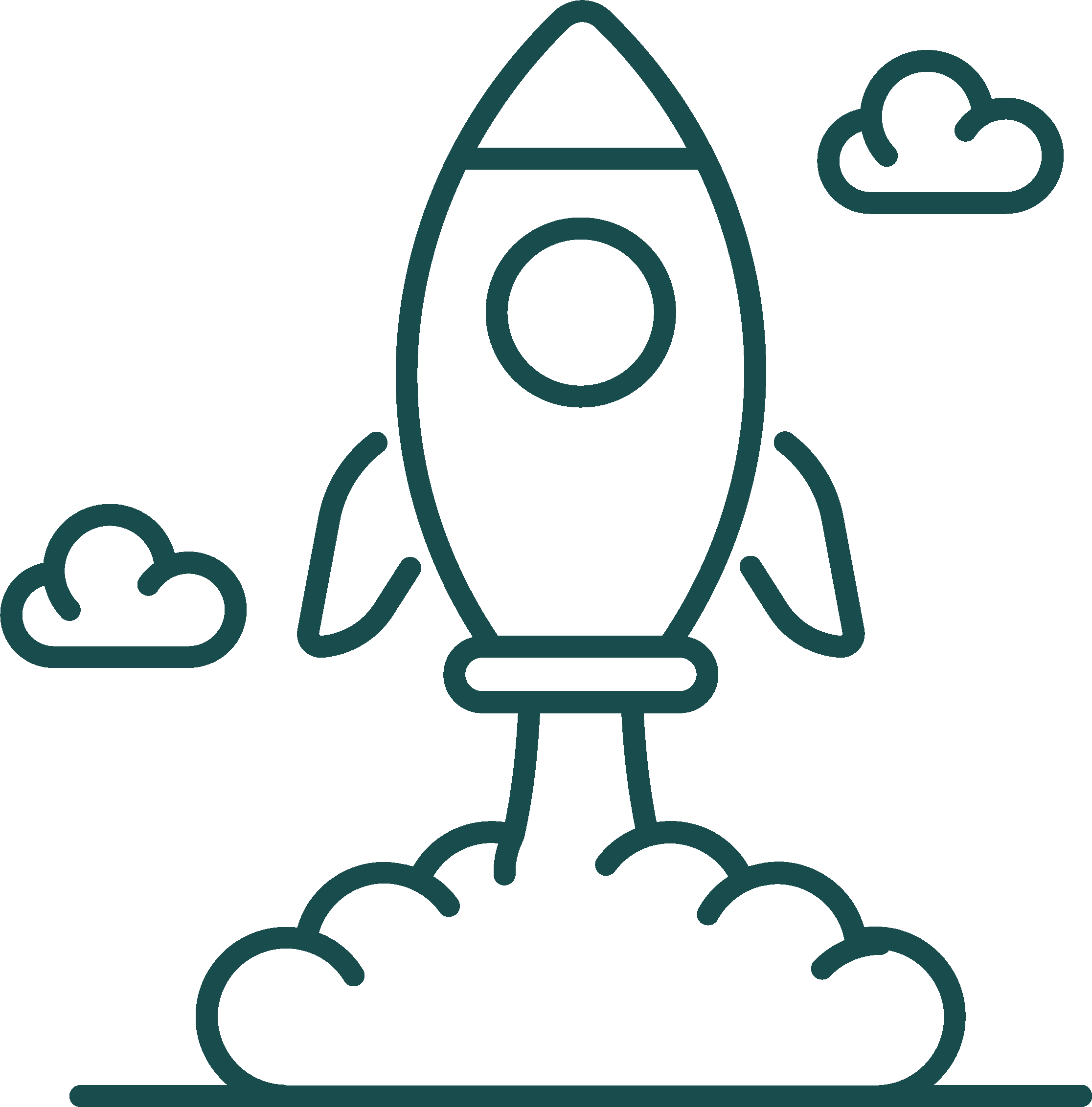 icon of a rocketship taking off promoting start-up creation within the masters in software management program