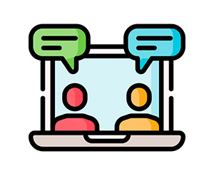 icon of a video conference where two people are talking