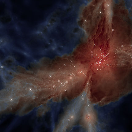image of halos of dark matter are hypothesized to surround galaxies. 