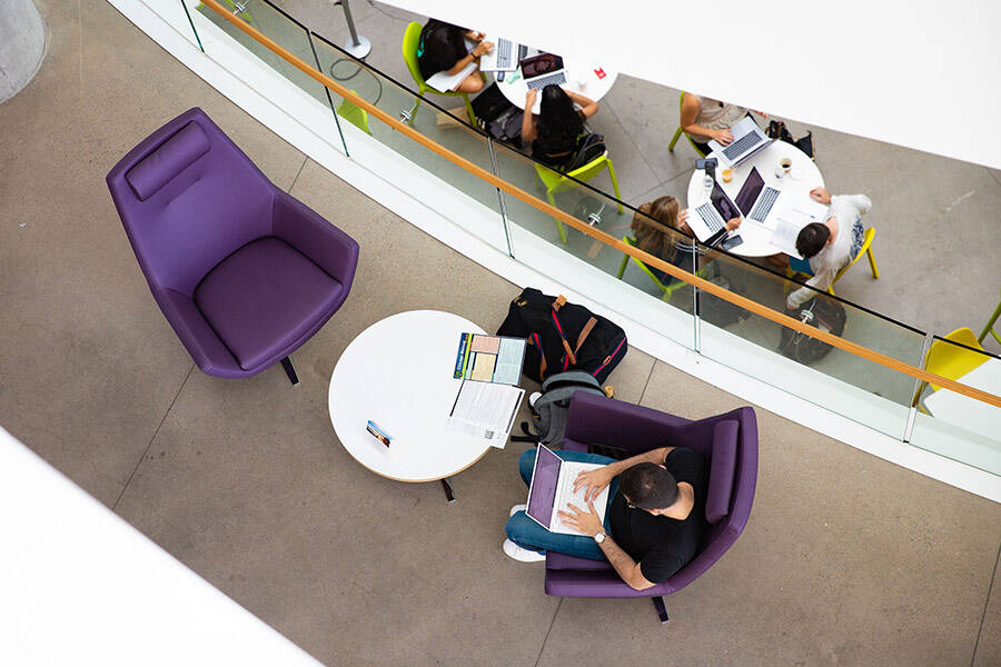 Students in the Tepper Building