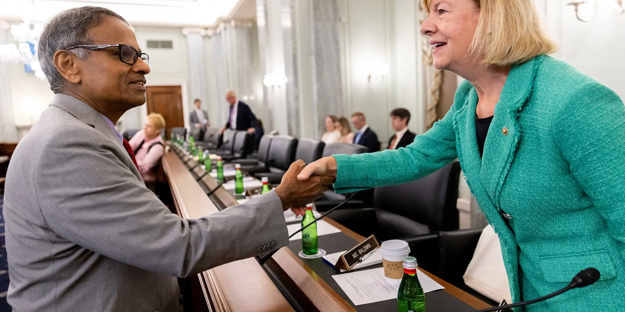 Ramayya Krishnan and Sen. Tammy Baldwin