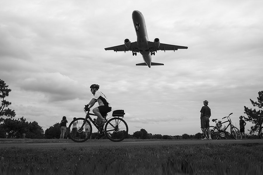 Image of a bicycle and an airplane