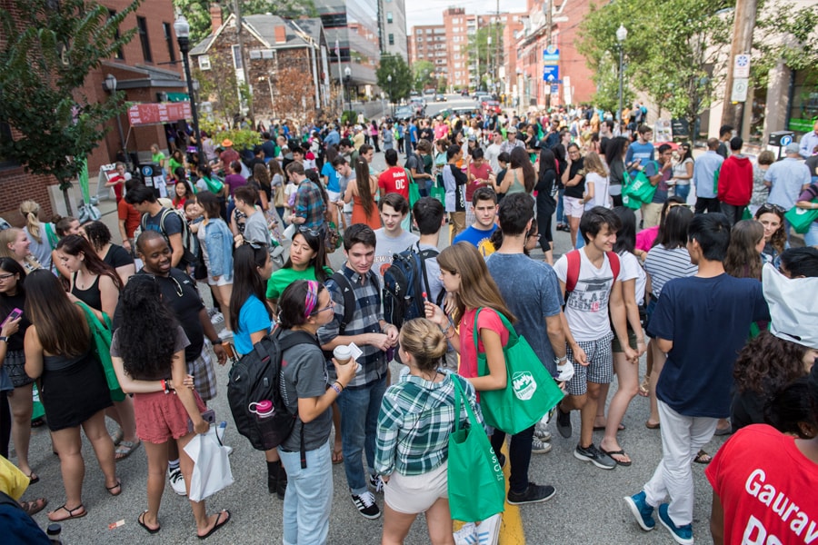 Image of Craig street full of people