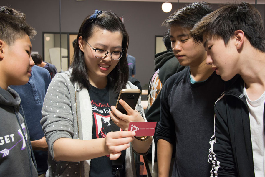 A CMU student tests a phone app