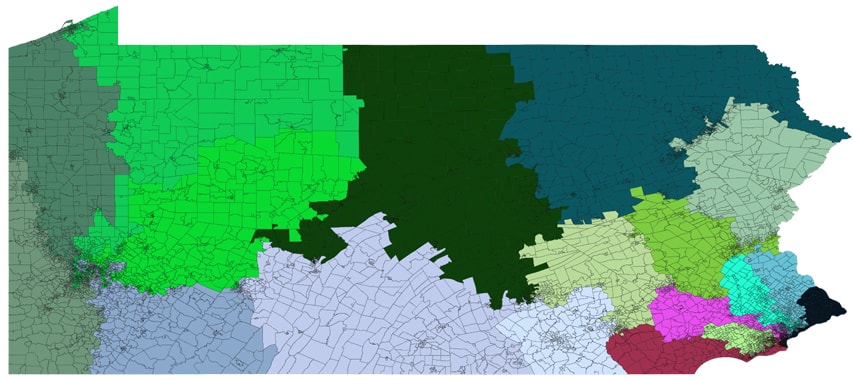 What are some of the congressional districts in Pennsylvania?