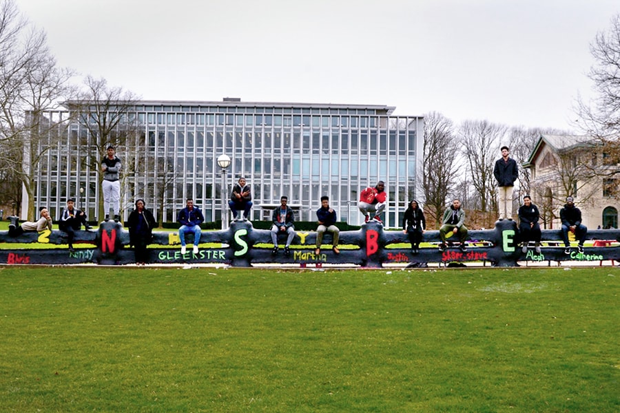 Image of NSBE members at the Fence