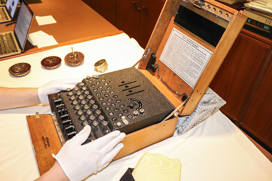 A photo of an Enigma machine