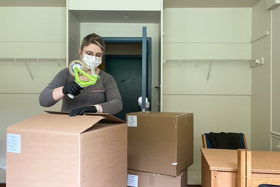 Jaime packing boxes