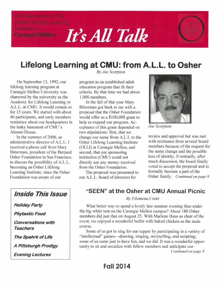 Fall 2014 newsletter