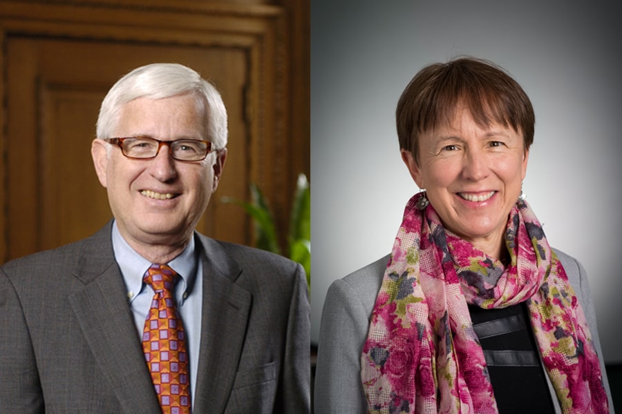 side-by-side studio portraits of Fred Gilman and Kathryn Roeder