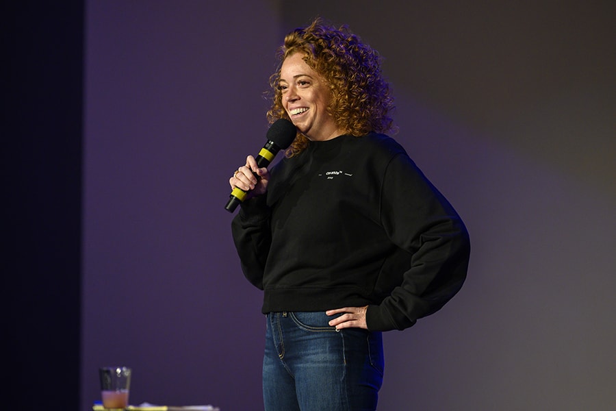 image of comedian Michelle Wolf performing