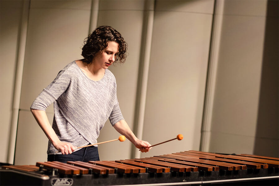 Image of Jennie Dorris playing marimba