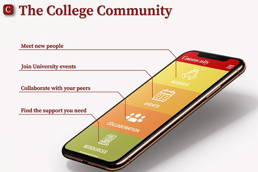 illustration of smartphone with community app details