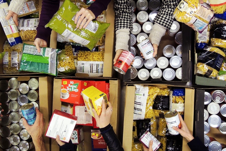 food on shelves in a pantry