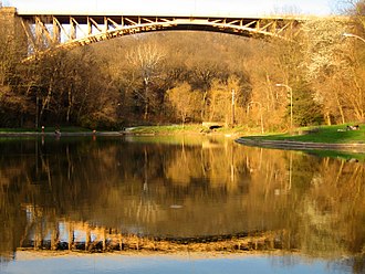 Panther Hollow Bridge in the fall
