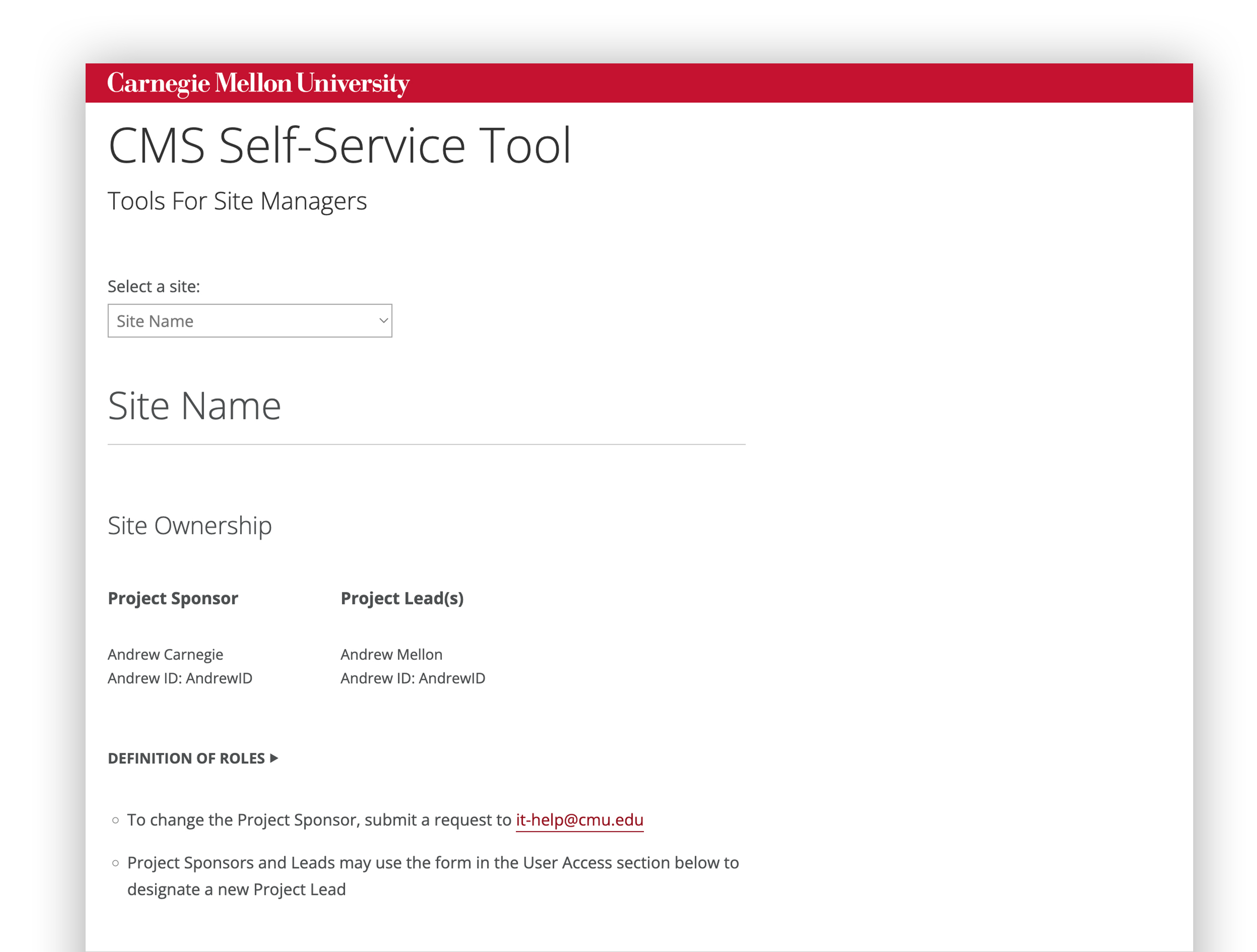 Self-Service Tool Information