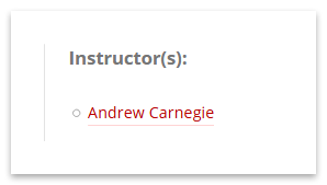 Instructor information in a sidebar.