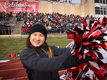 CMU Tartan Football Game Cheerleader