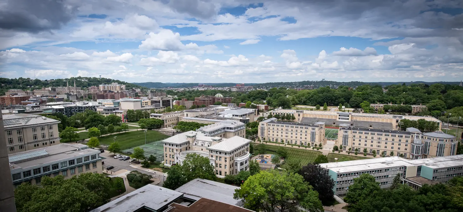 Panoramic outdoor image of CMU's campus