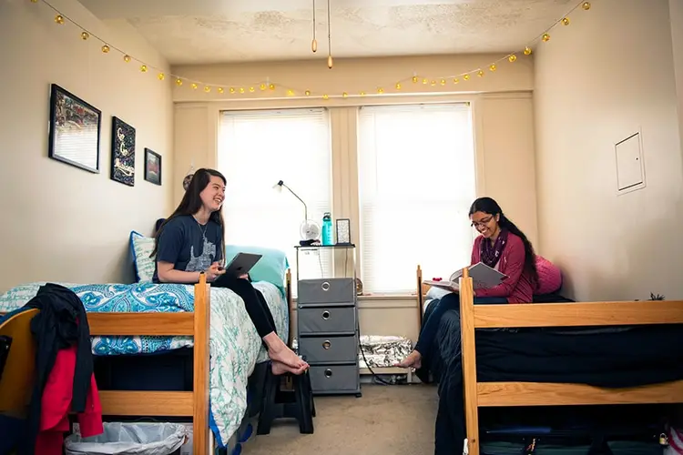 students in a dorm room