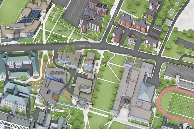 Interactive, 3-D campus map.
