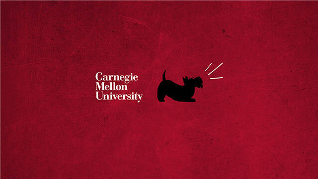 CMU stacked logo with a barking Scotty dog.