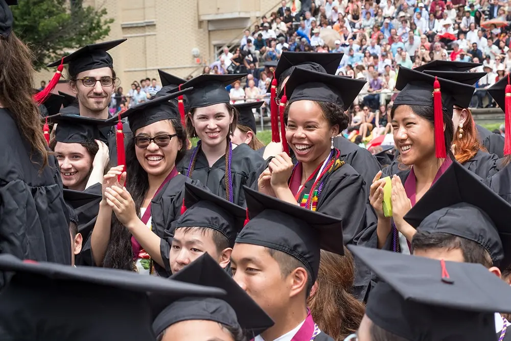 Graduating students celebrating Commencement