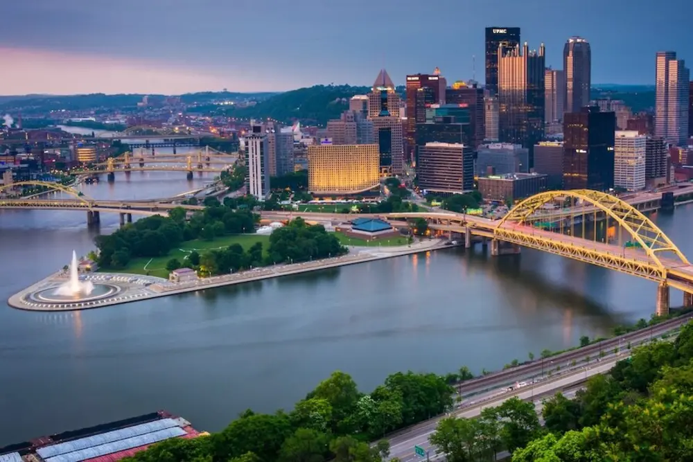 Pittsburgh skyline at dusk