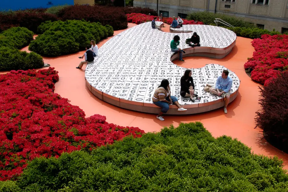 Students gather at the Kraus Campo installation on CMU's campus