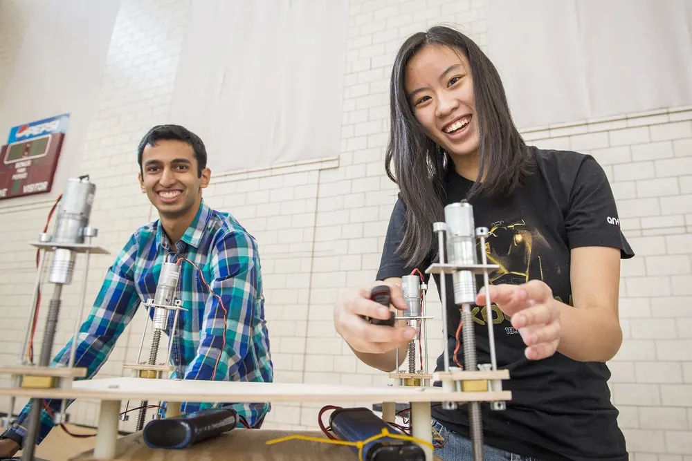 Electrical and Computer Engineering students working on a project