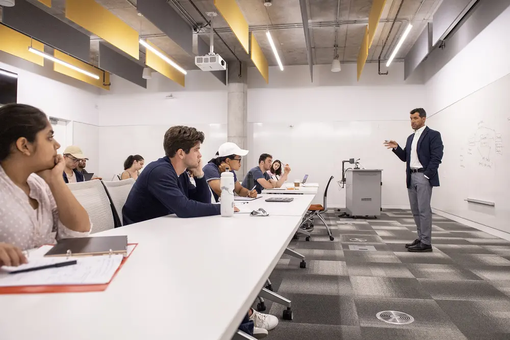 Economics students listening to a lecture