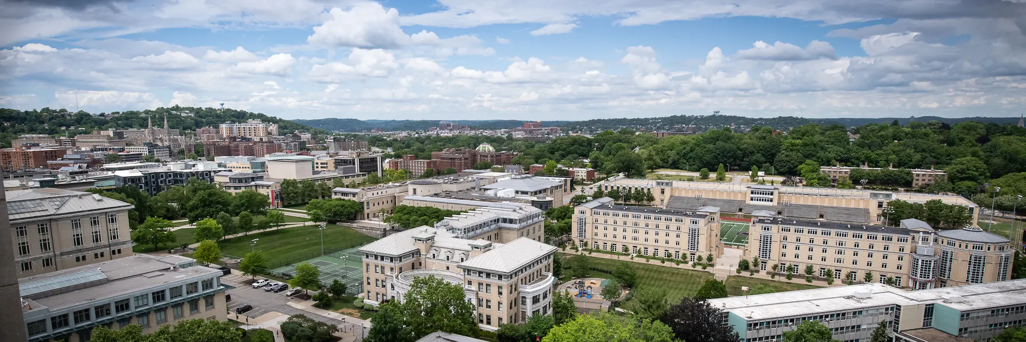 Panoramic outdoor image of CMU's campus