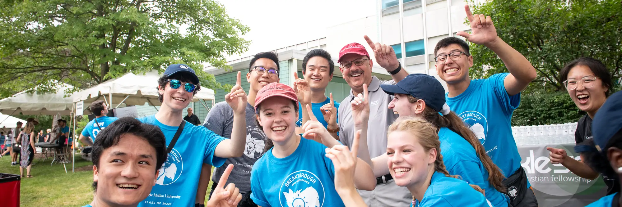 students celebrating at orientation
