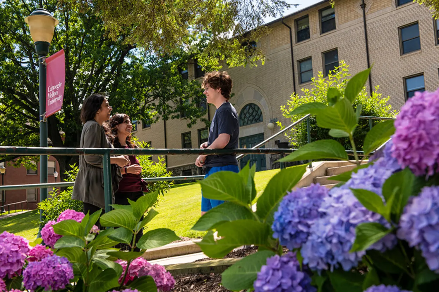 Students chatting on campus.